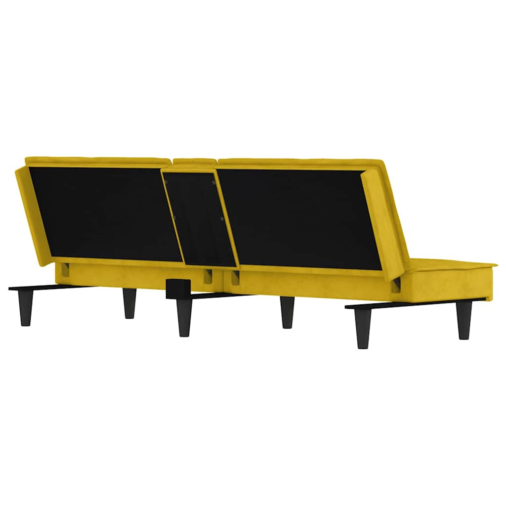 Canapé-lit avec porte-gobelets jaune velours - XIOS
