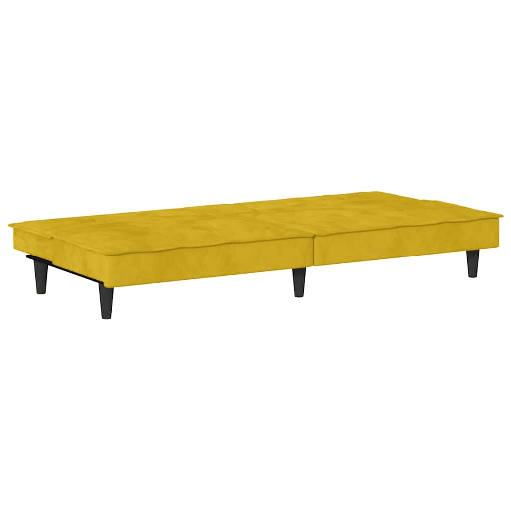 Canapé-lit avec porte-gobelets jaune velours - XIOS