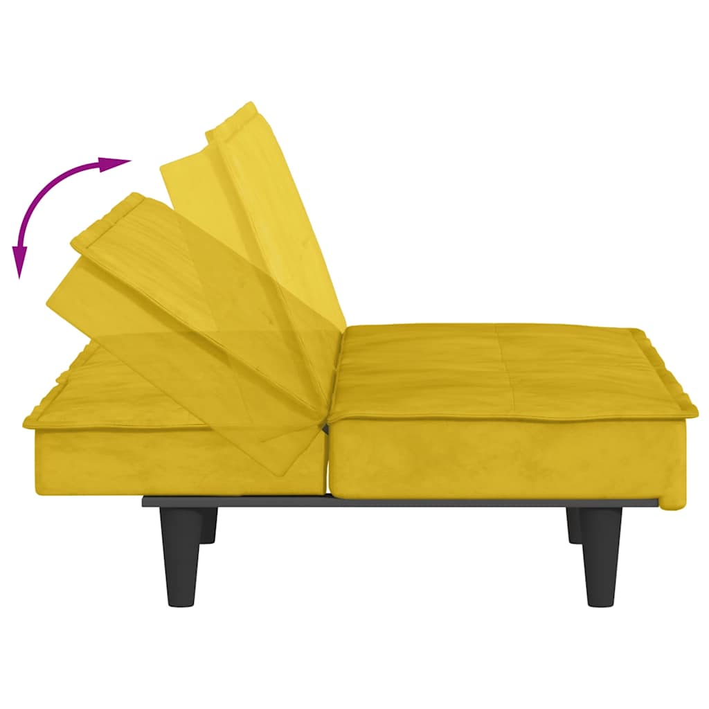 Canapé-lit avec porte-gobelets jaune velours - XIOS