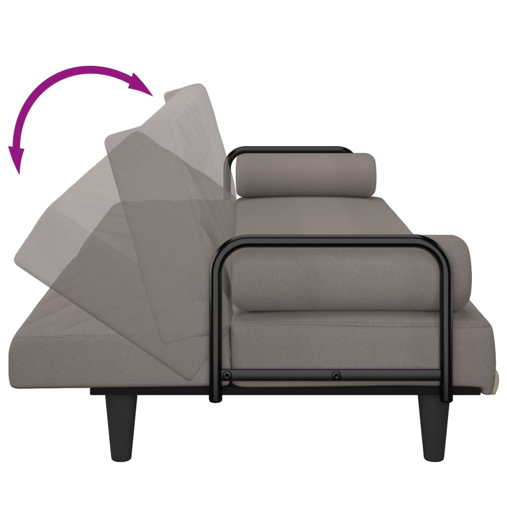 Canapé-lit avec accoudoirs taupe tissu - XIOS