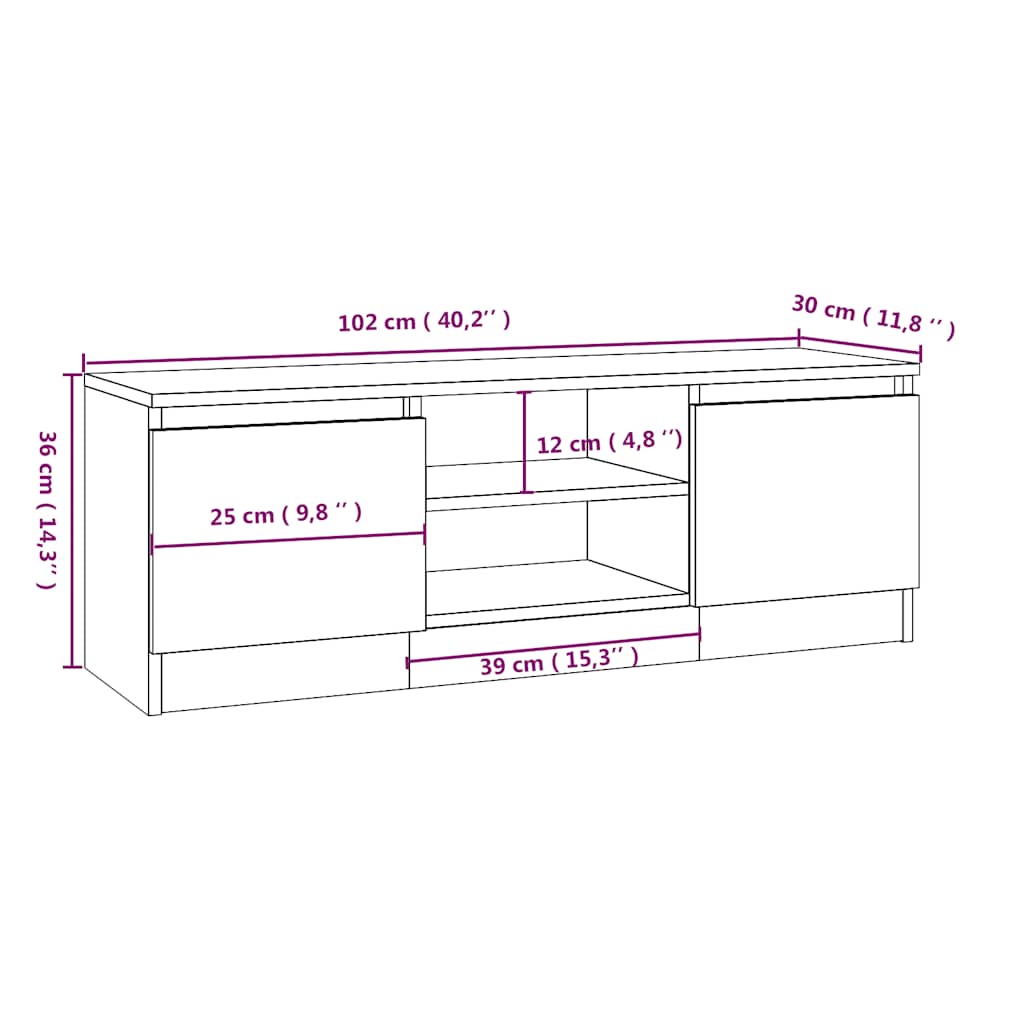 Meuble TV avec porte Gris béton 102x30x36 cm - XIOS