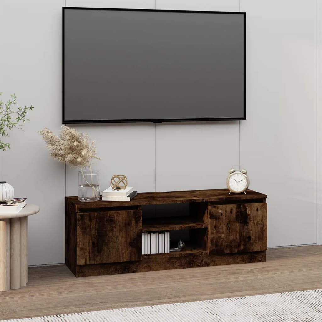Meuble TV avec porte Chêne fumé 102x30x36 cm - XIOS