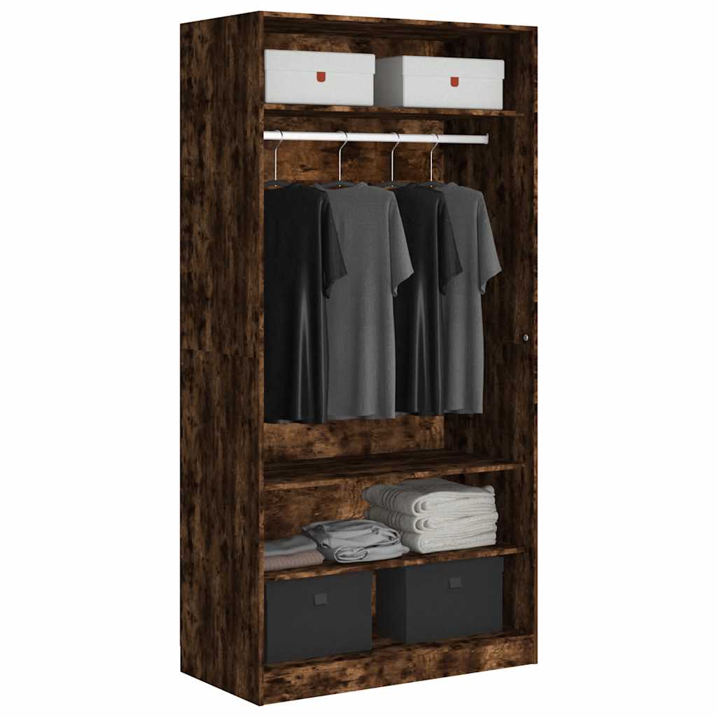 Garde-robe chêne fumé 100x50x200 cm bois d'ingénierie - XIOS