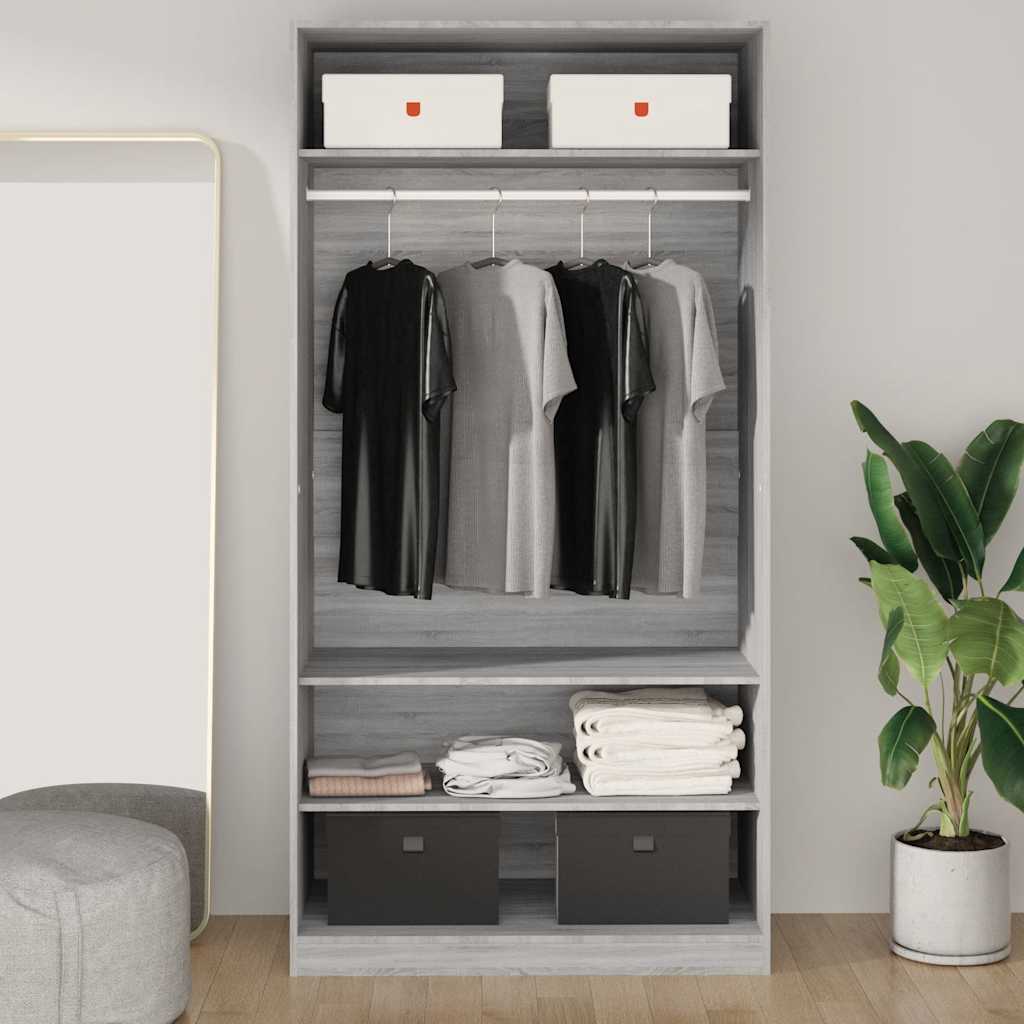 Garde-robe sonoma gris 100x50x200 cm bois d'ingénierie - XIOS