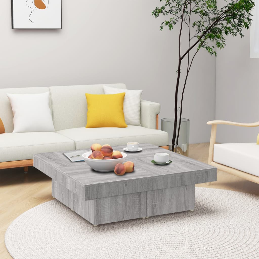 Table basse Sonoma gris 90x90x28 cm Bois d'ingénierie - XIOS