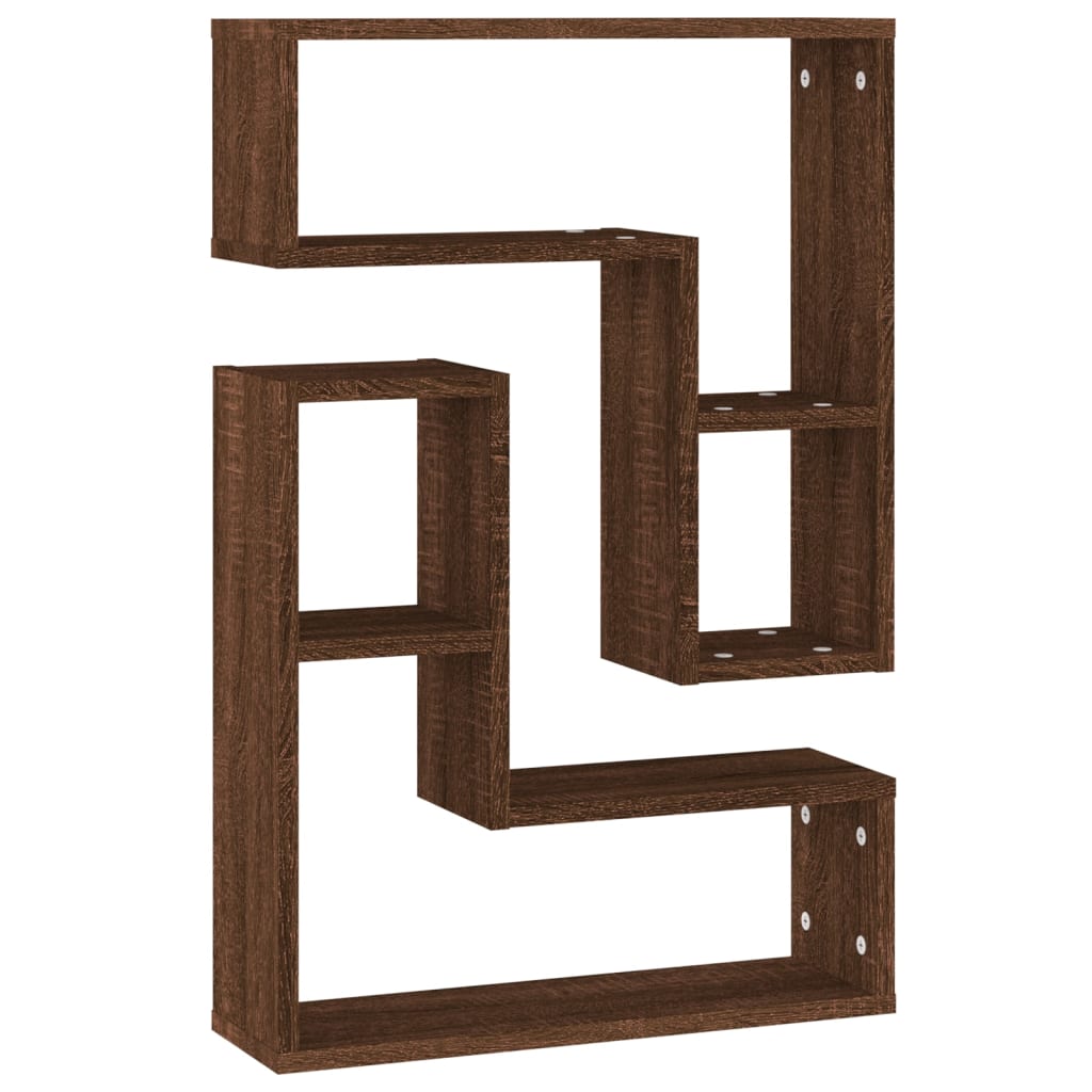 Étagères murales 2 pcs Chêne marron 50x15x50 cm Bois ingénierie