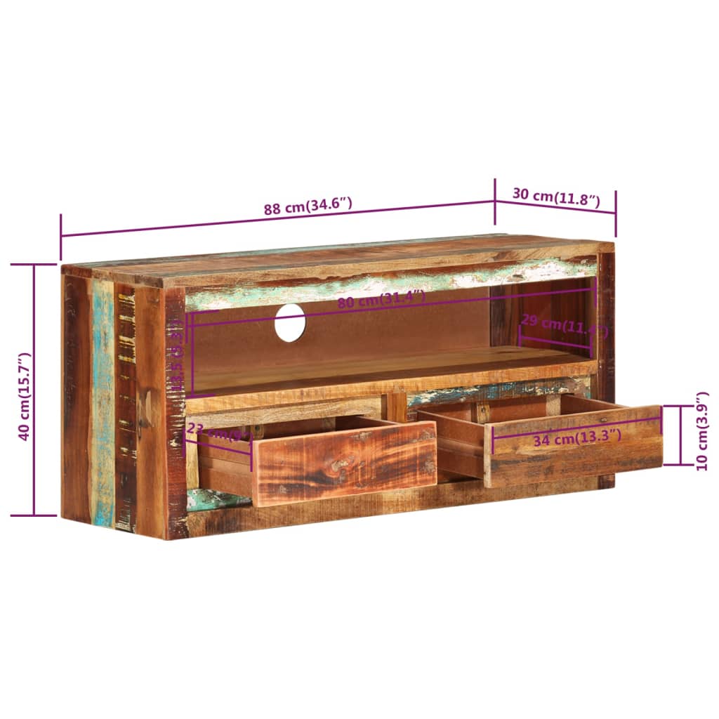Meubles TV 2 pcs 88x30x40 cm Bois de récupération solide - XIOS