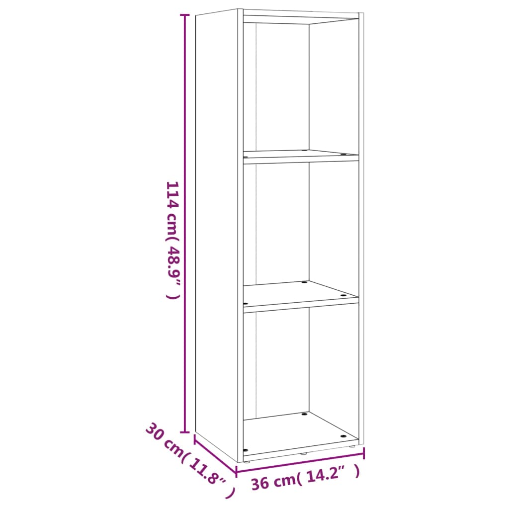 Bibliothèque/Meuble TV chêne fumé 36x30x114cm bois d'ingénierie - XIOS
