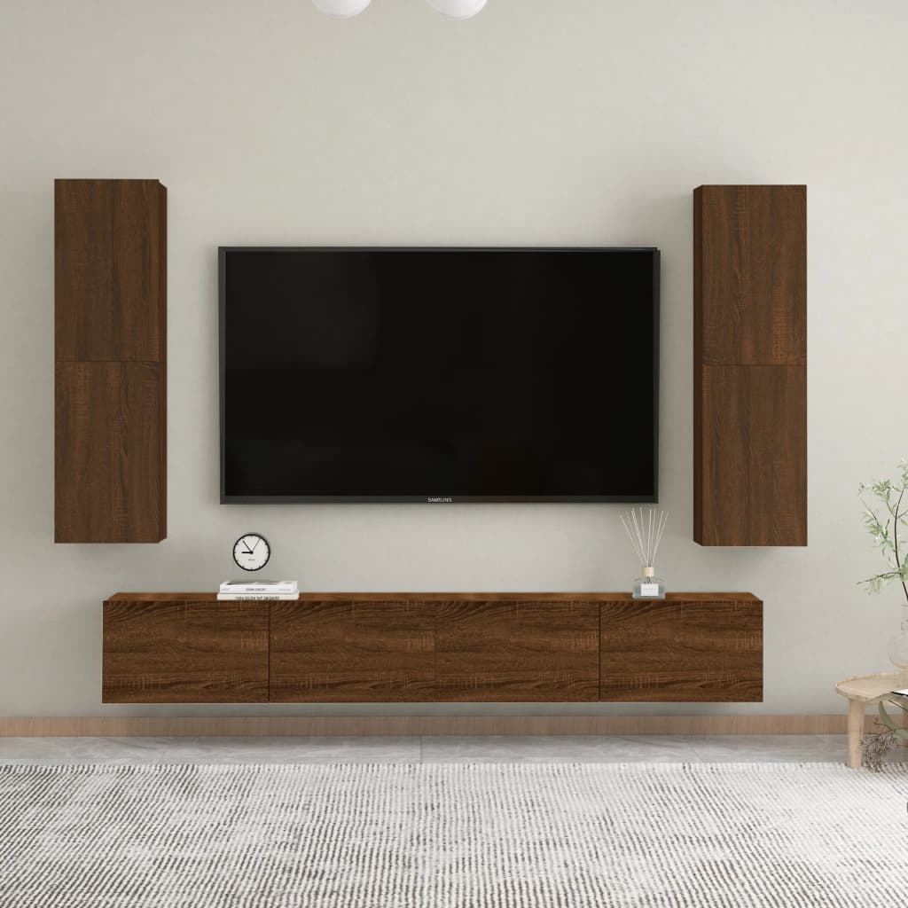 Meuble TV mural Chêne marron 30,5x30x110 cm - XIOS