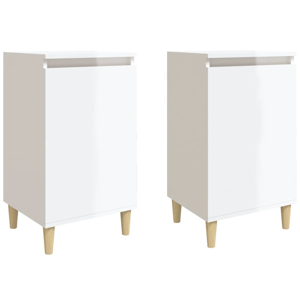 Tables de chevet 2pcs blanc brillant 40x35x70cm bois ingénierie - XIOS