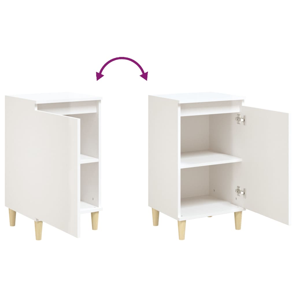 Tables de chevet 2pcs blanc brillant 40x35x70cm bois ingénierie - XIOS