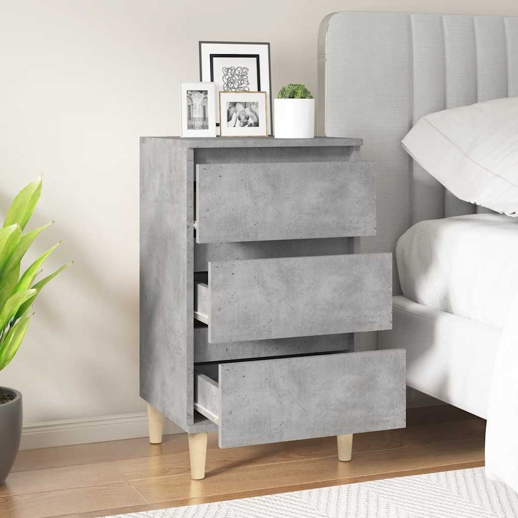 Table de chevet gris béton 40x35x70 cm bois d'ingénierie - XIOS