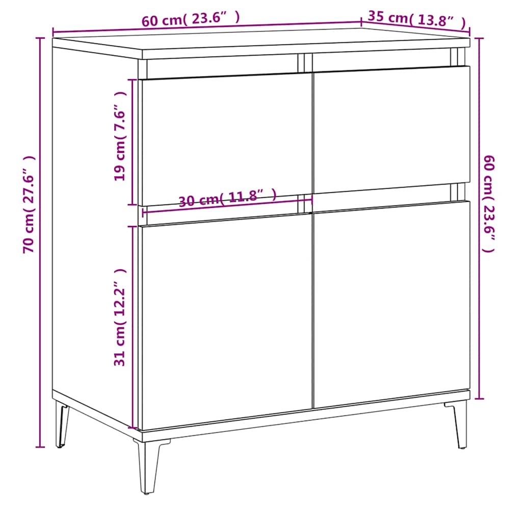 Buffet Chêne sonoma 60x35x70 cm Bois d'ingénierie - XIOS