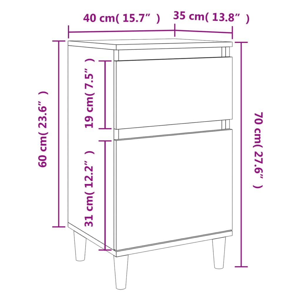 Tables de chevet 2 pcs blanc 40x35x70 cm - XIOS