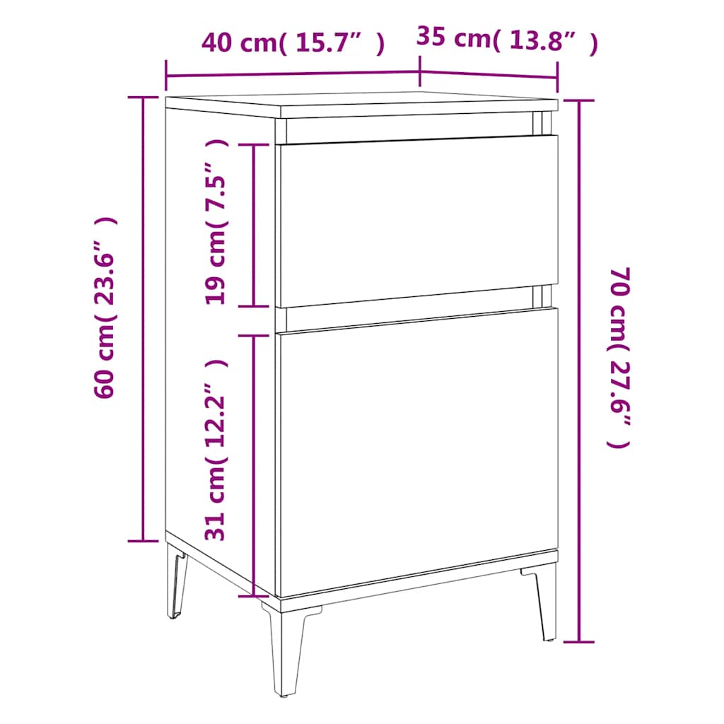 Table de chevet blanc 40x35x70 cm - XIOS