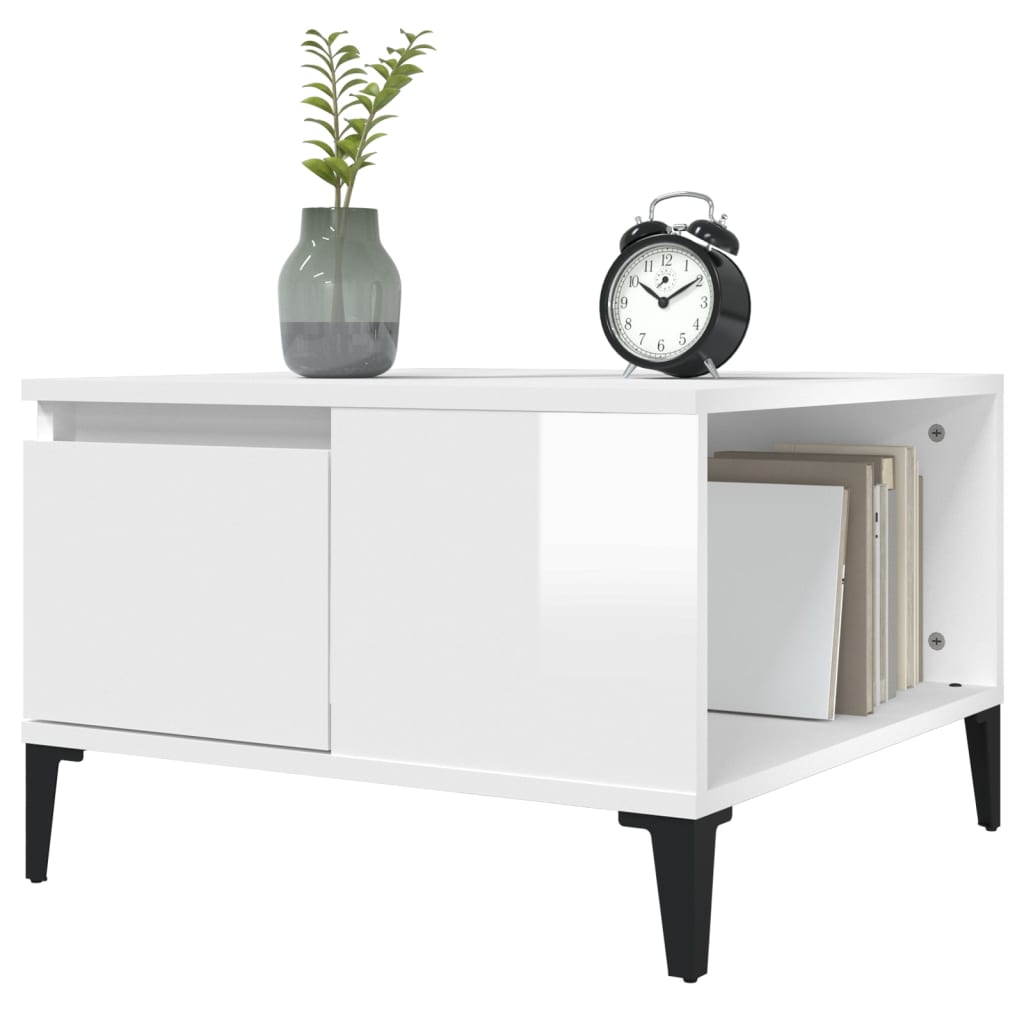 Table basse blanc brillant 55x55x36,5 cm bois d'ingénierie - XIOS