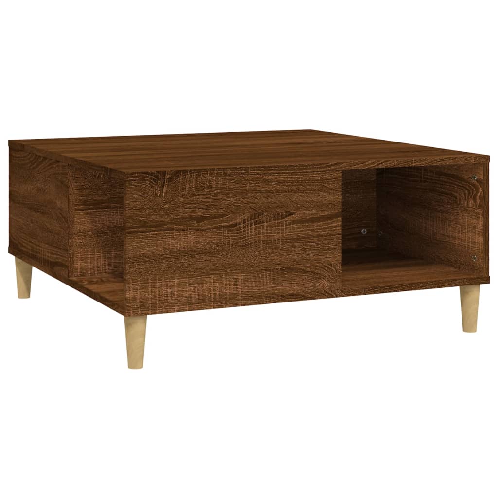 Table basse chêne marron 80x80x36,5 cm bois d'ingénierie - XIOS
