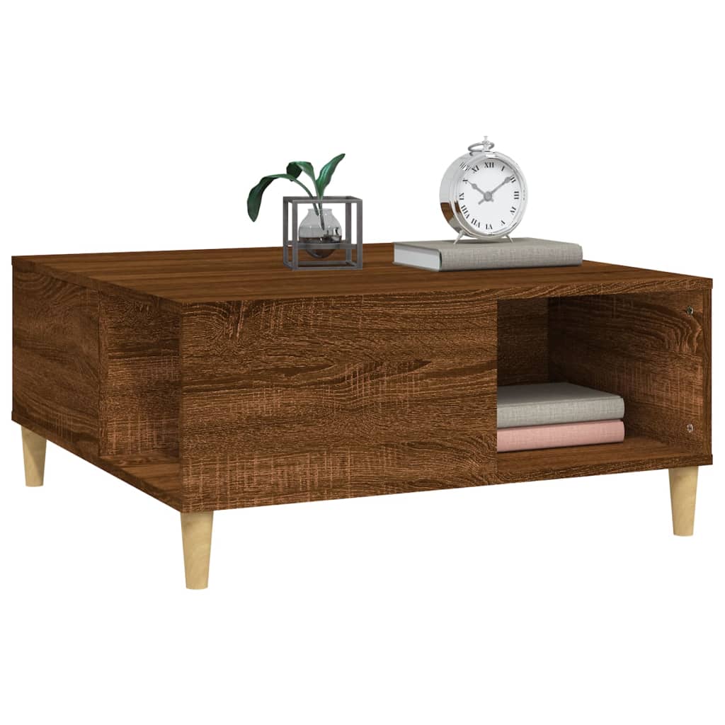 Table basse chêne marron 80x80x36,5 cm bois d'ingénierie - XIOS