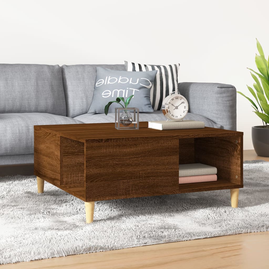 Table basse chêne marron 80x80x36,5 cm bois d'ingénierie - XIOS