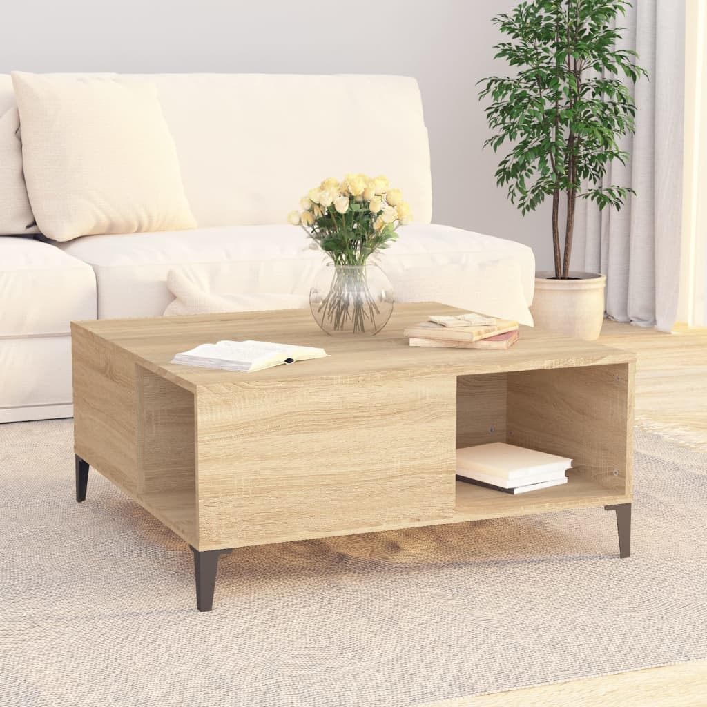 Table basse chêne sonoma 80x80x36,5 cm bois d'ingénierie - XIOS