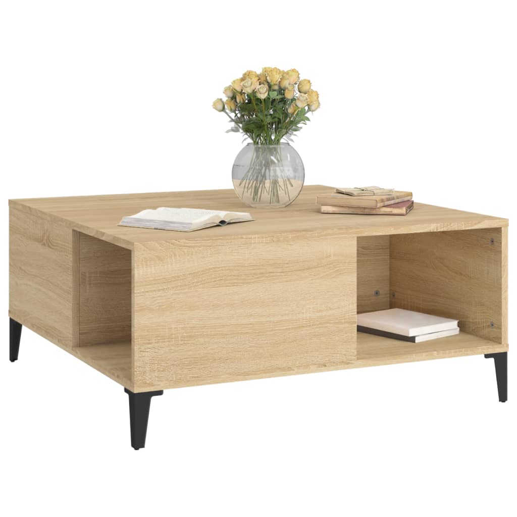 Table basse chêne sonoma 80x80x36,5 cm bois d'ingénierie - XIOS