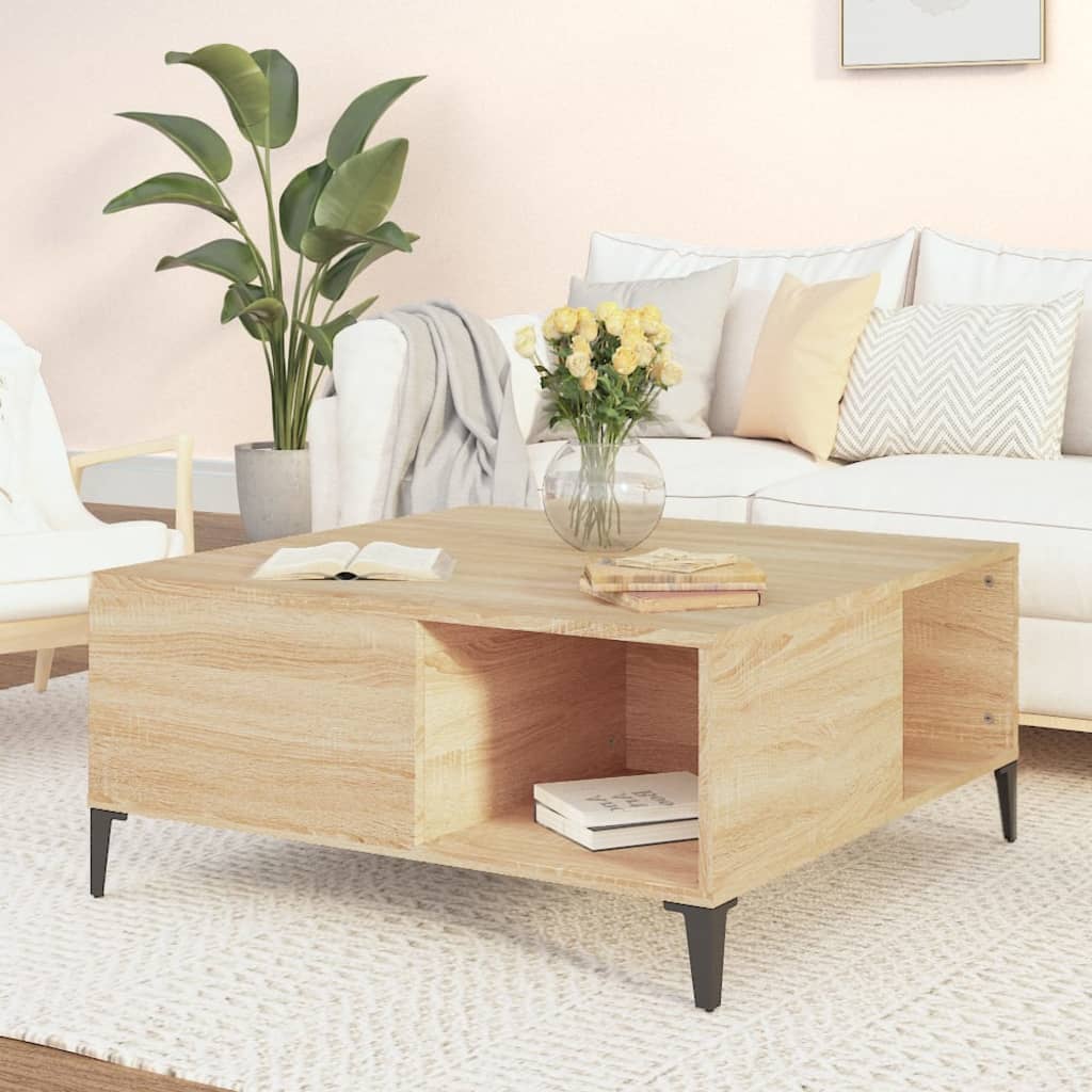 Table basse chêne sonoma 80x80x36,5 cm bois d'ingénierie - XIOS