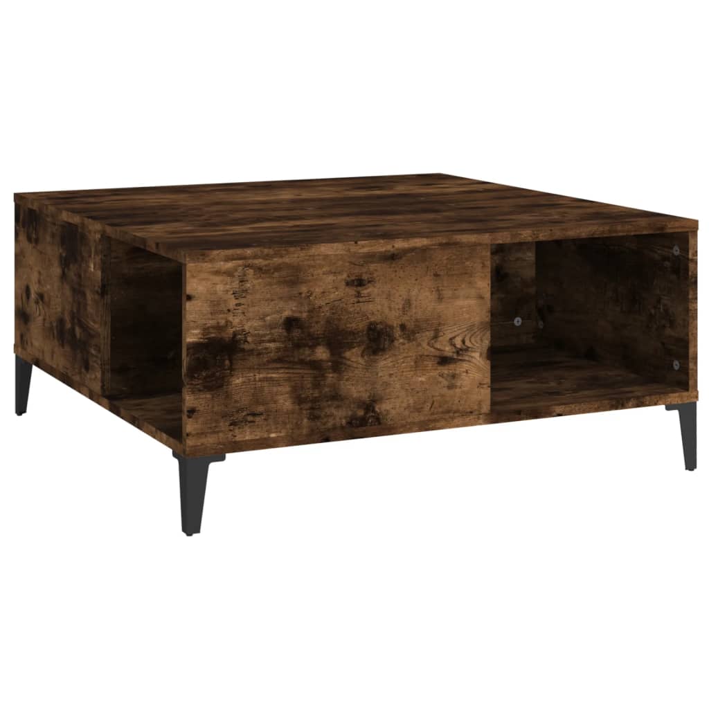 Table basse chêne fumé 80x80x36,5 cm bois d'ingénierie - XIOS