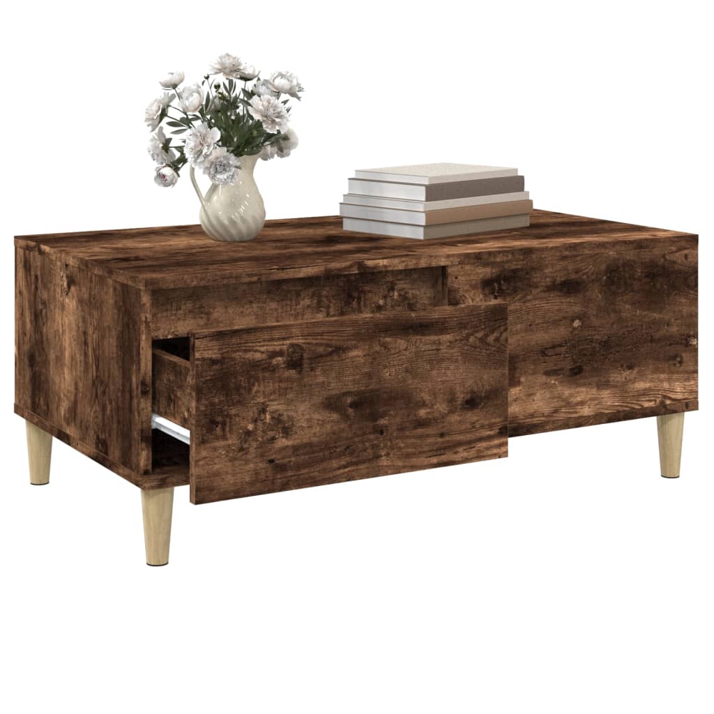 Table basse Chêne fumé 90x50x36,5 cm Bois d'ingénierie - XIOS