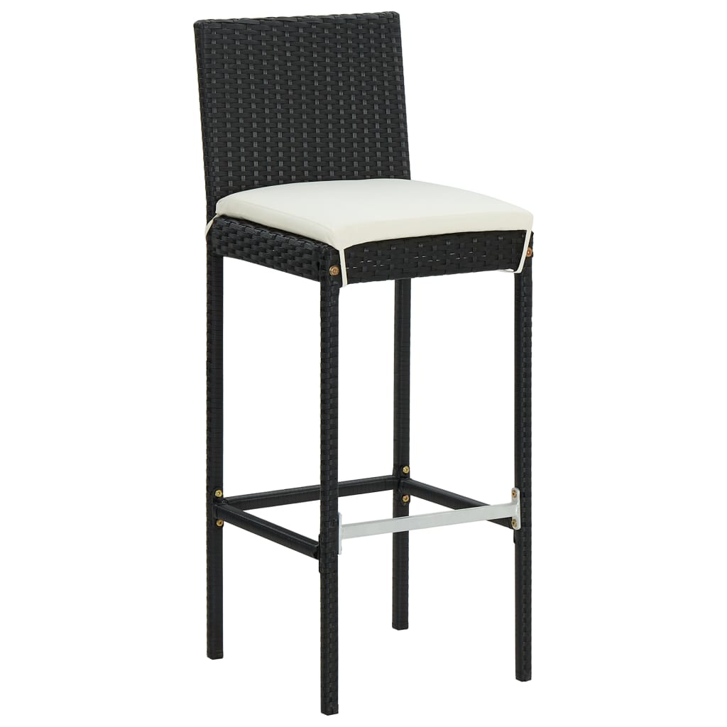 Tabourets de bar avec coussins lot de 6 noir résine tressée - XIOS