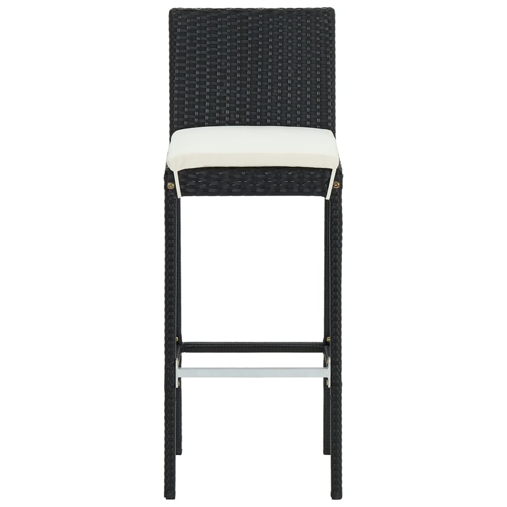 Tabourets de bar avec coussins lot de 6 noir résine tressée - XIOS