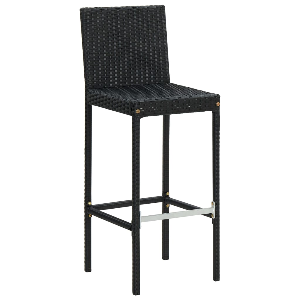 Tabourets de bar avec coussins lot de 6 noir résine tressée - XIOS