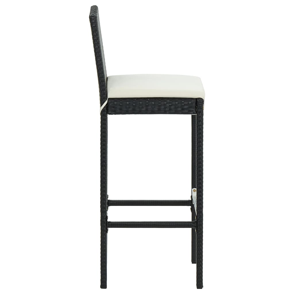 Tabourets de bar avec coussins lot de 6 noir résine tressée - XIOS