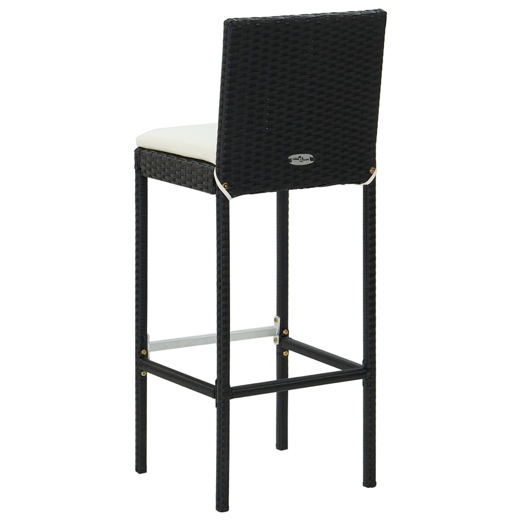 Tabourets de bar avec coussins lot de 6 noir résine tressée - XIOS