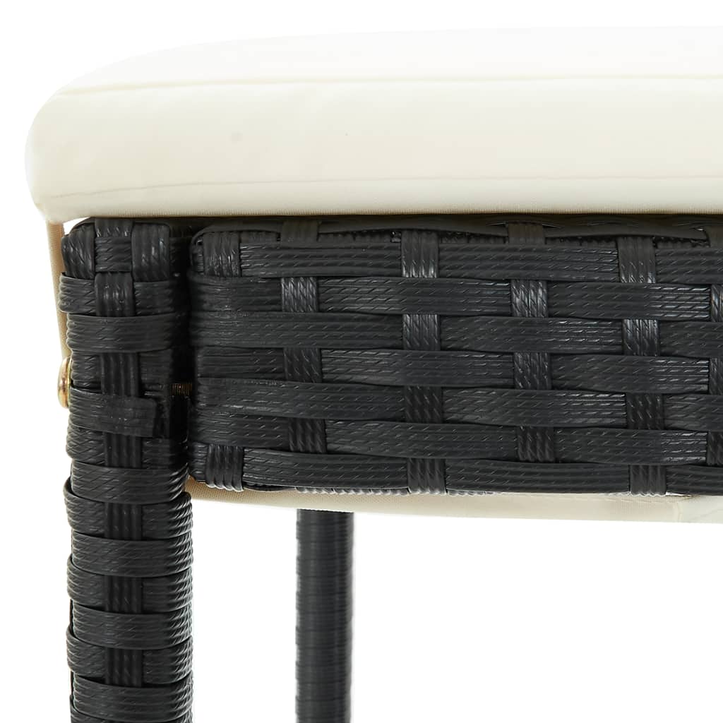 Tabourets de bar avec coussins lot de 6 noir résine tressée - XIOS