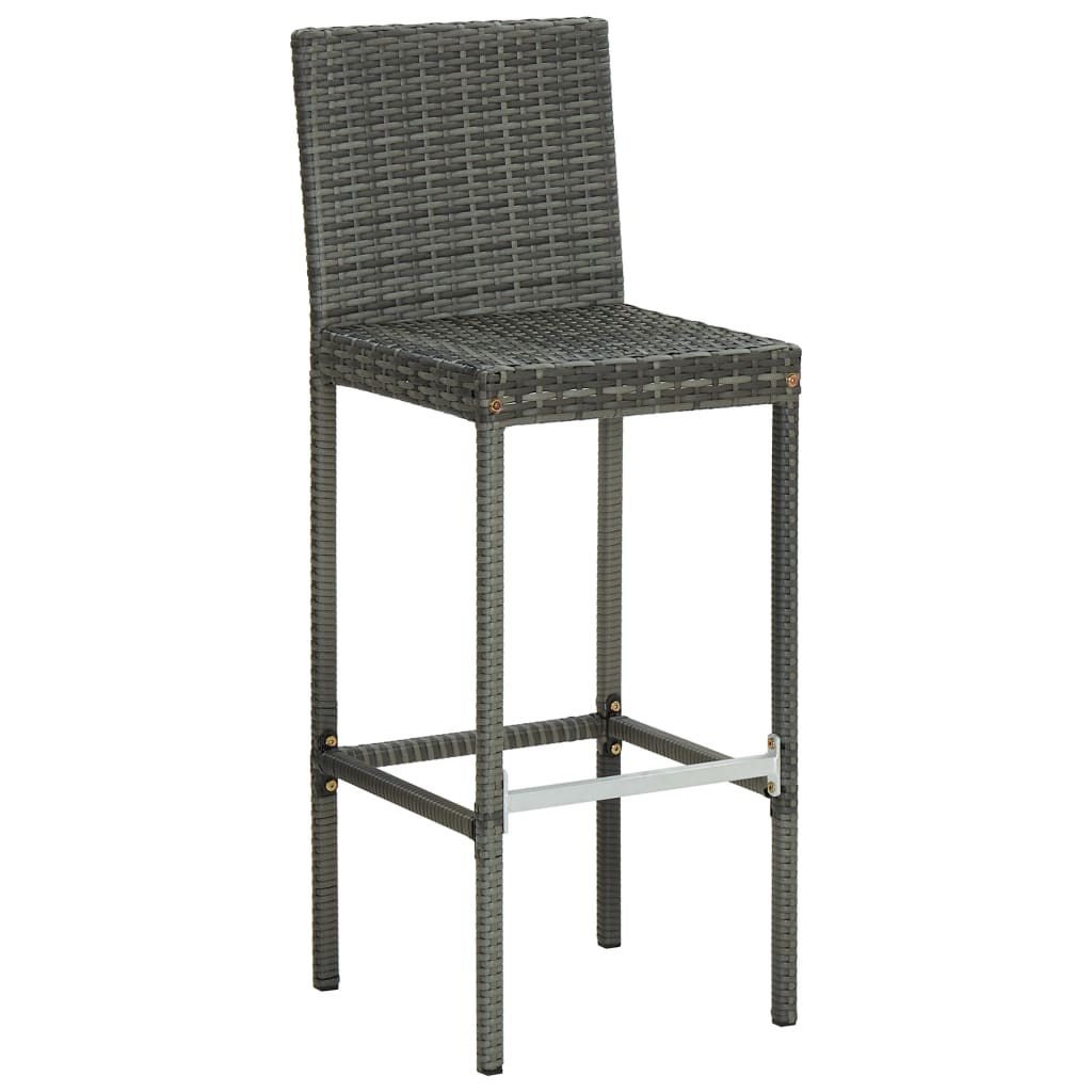 Tabourets de bar avec coussins lot de 6 gris résine tressée - XIOS