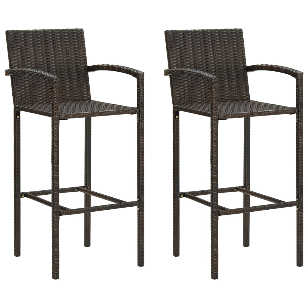 Tabourets de bar lot de 2 marron résine tressée - XIOS