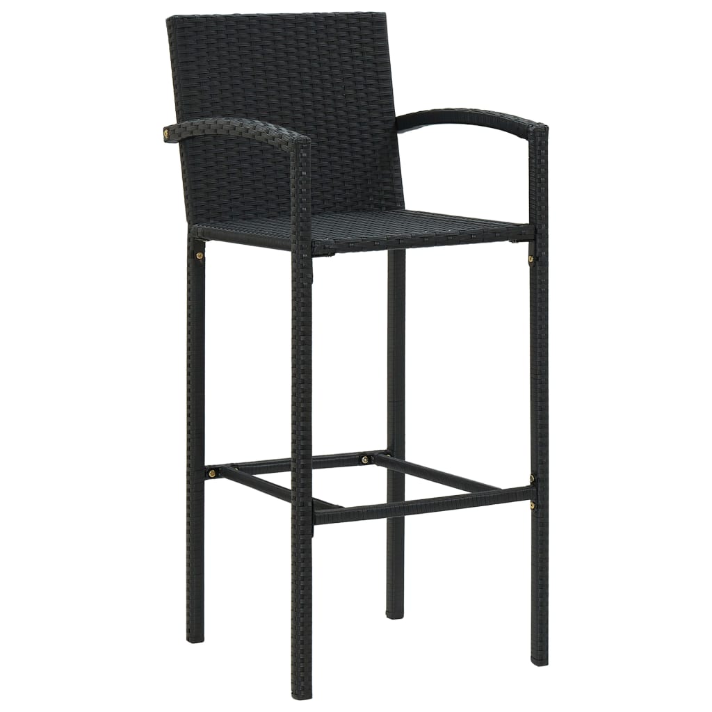 Tabourets de bar lot de 2 noir résine tressée - XIOS