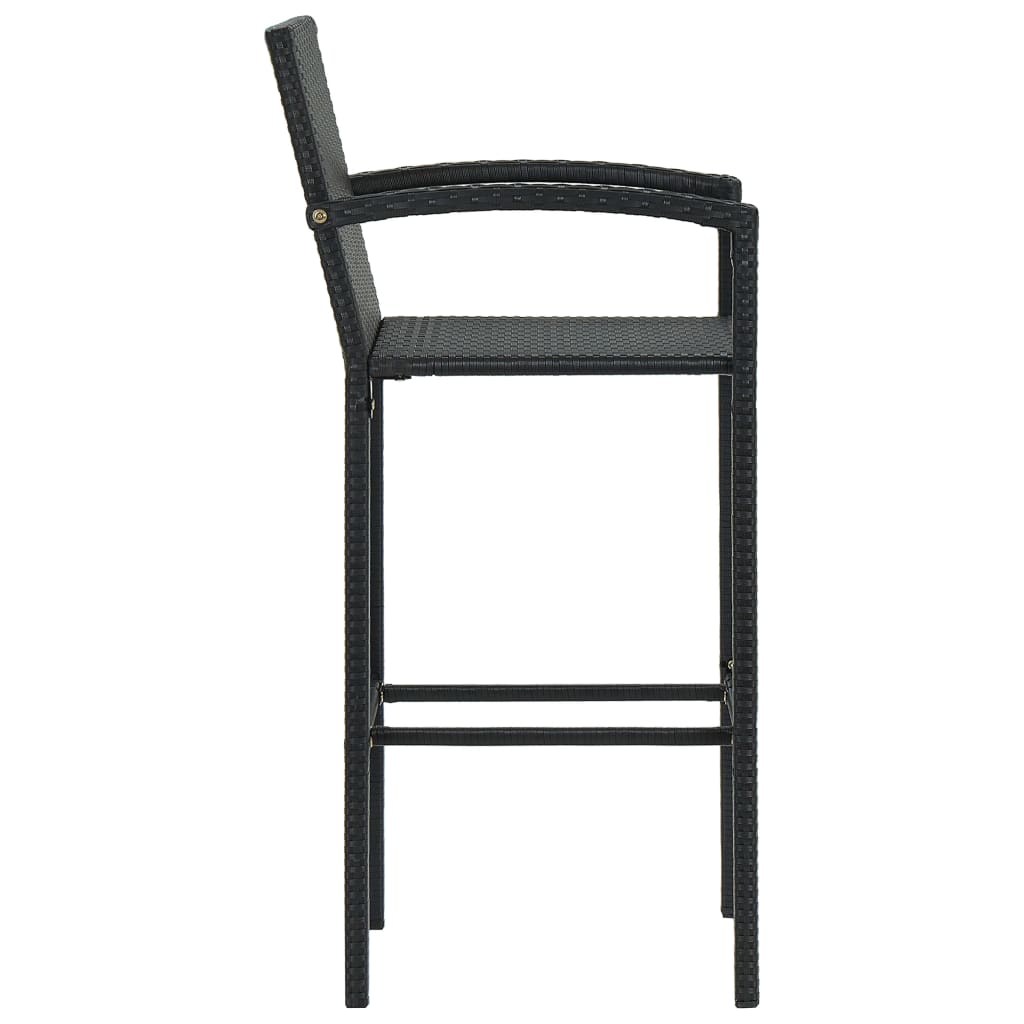 Tabourets de bar lot de 2 noir résine tressée - XIOS