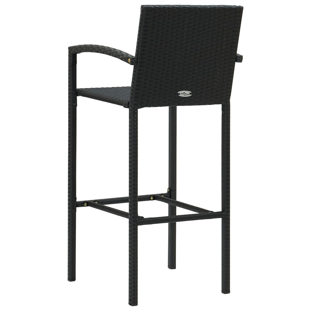 Tabourets de bar lot de 2 noir résine tressée - XIOS