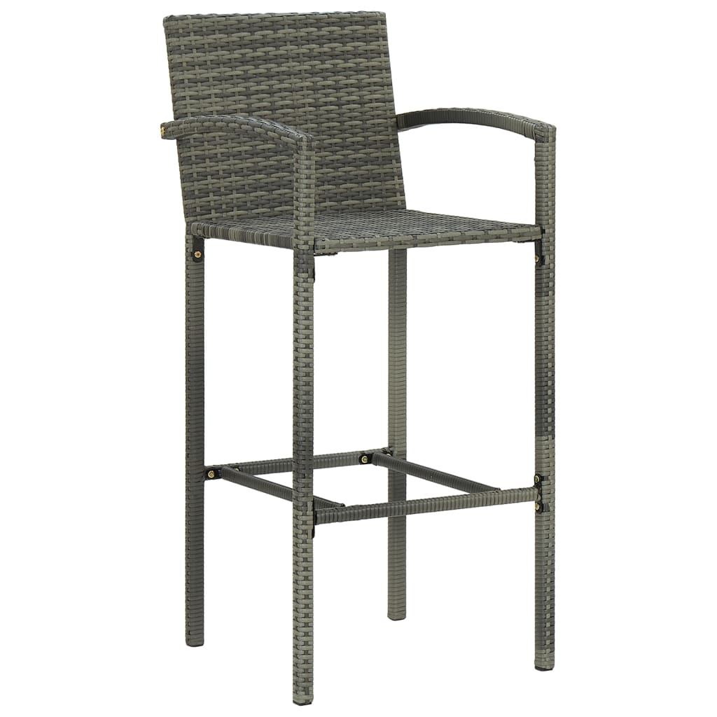 Tabourets de bar lot de 2 gris résine tressée - XIOS