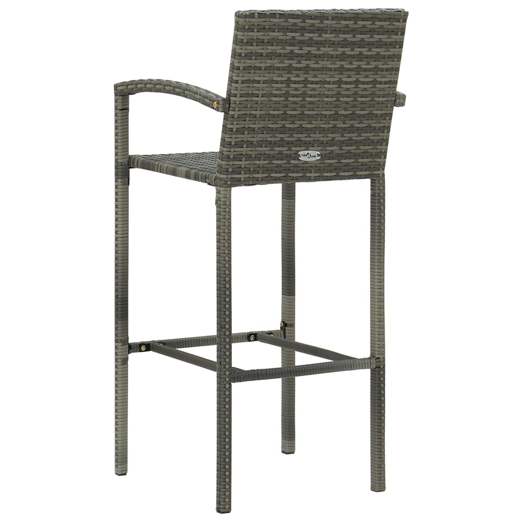 Tabourets de bar lot de 2 gris résine tressée - XIOS