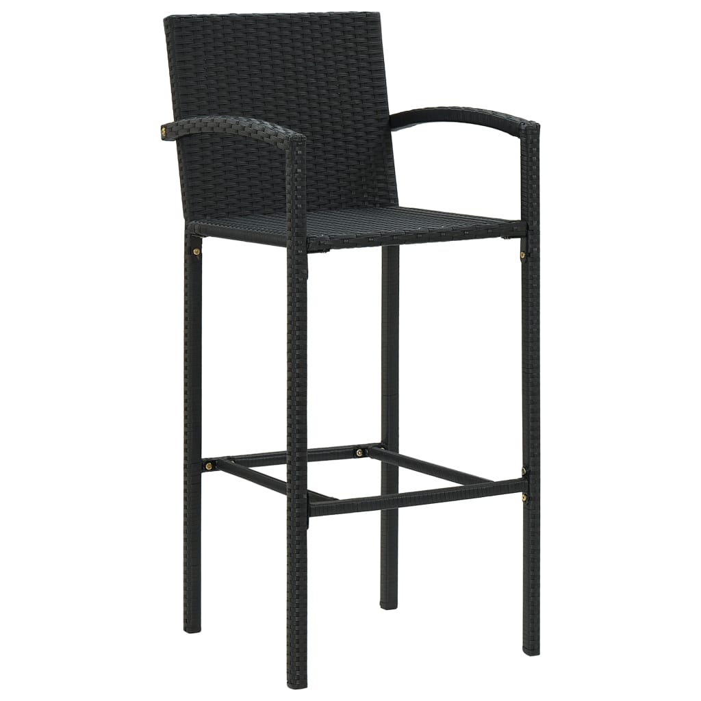Tabourets de bar lot de 4 noir résine tressée - XIOS