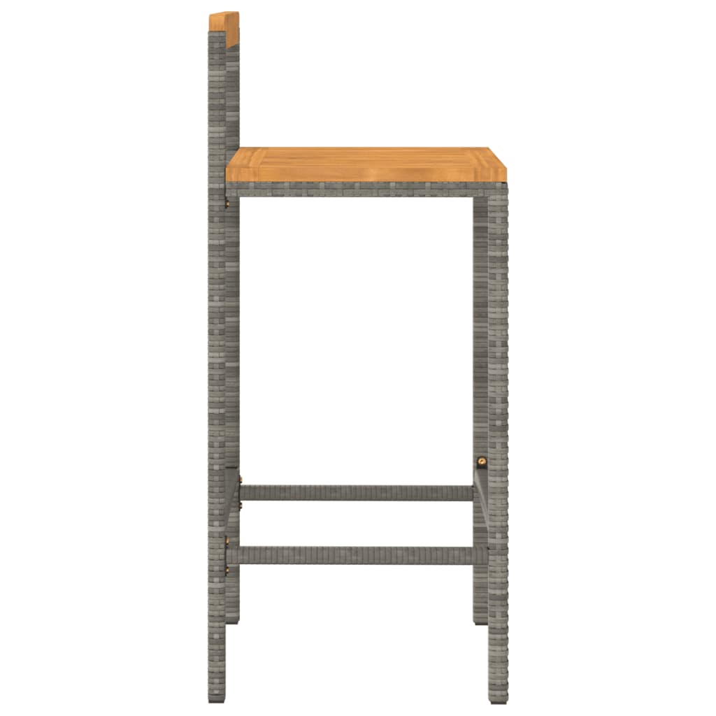 Tabourets de bar lot de 2 gris résine tressée et bois d'acacia - XIOS