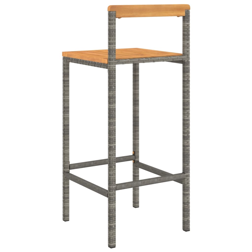 Tabourets de bar lot de 2 gris résine tressée et bois d'acacia - XIOS