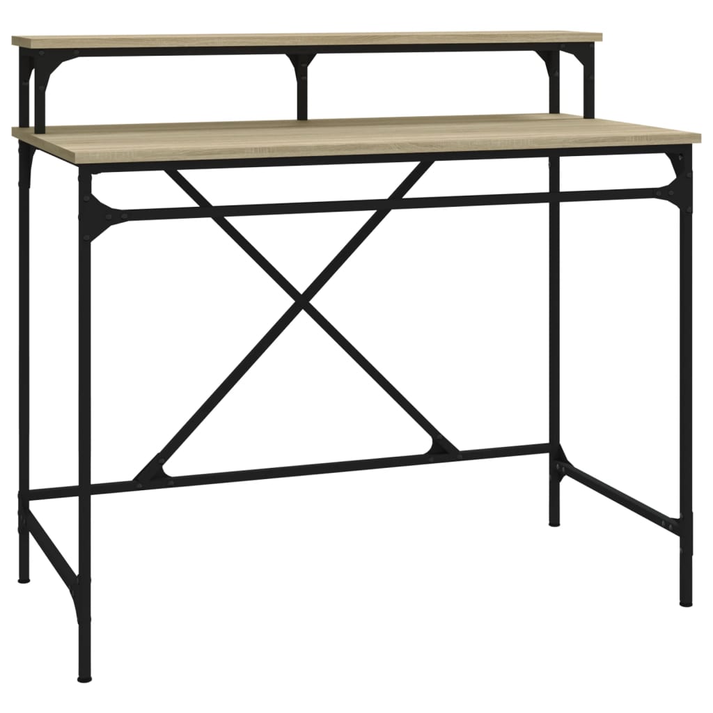 Bureau chêne sonoma 100x50x90 cm bois d'ingénierie et fer - XIOS