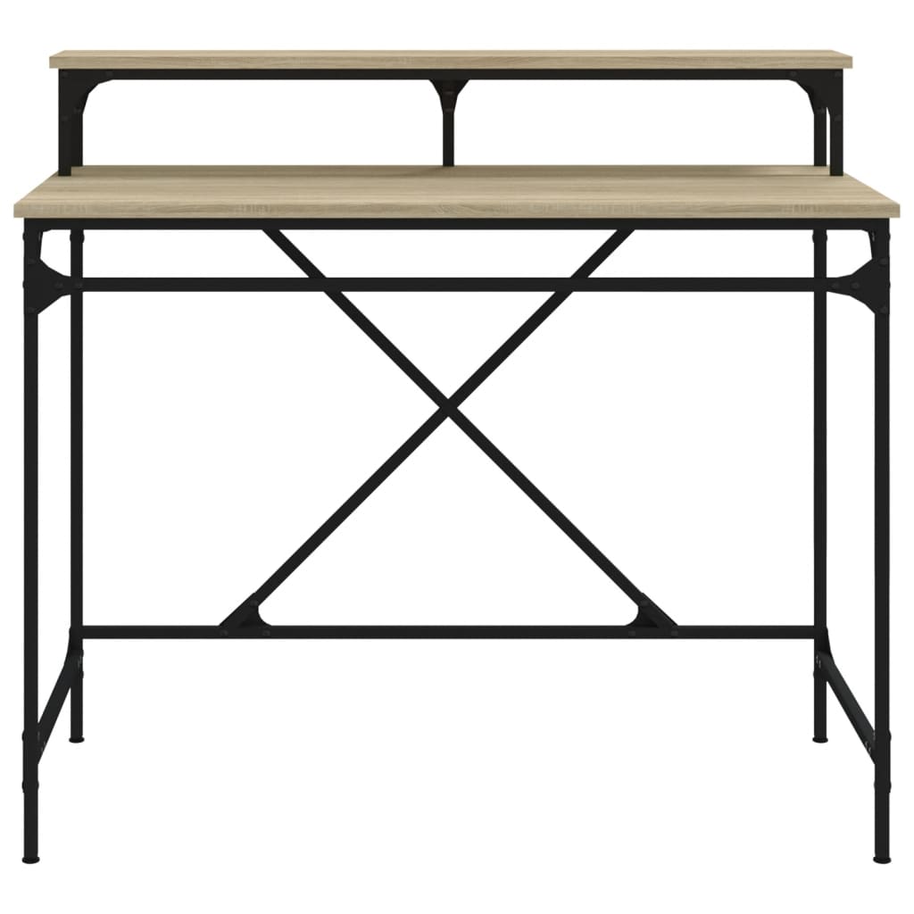 Bureau chêne sonoma 100x50x90 cm bois d'ingénierie et fer - XIOS