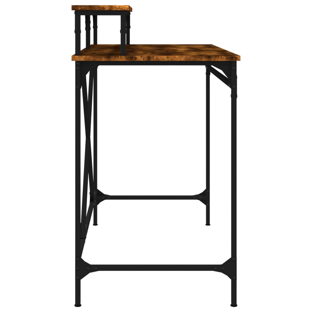 Bureau chêne fumé 100x50x90 cm bois d'ingénierie et fer - XIOS