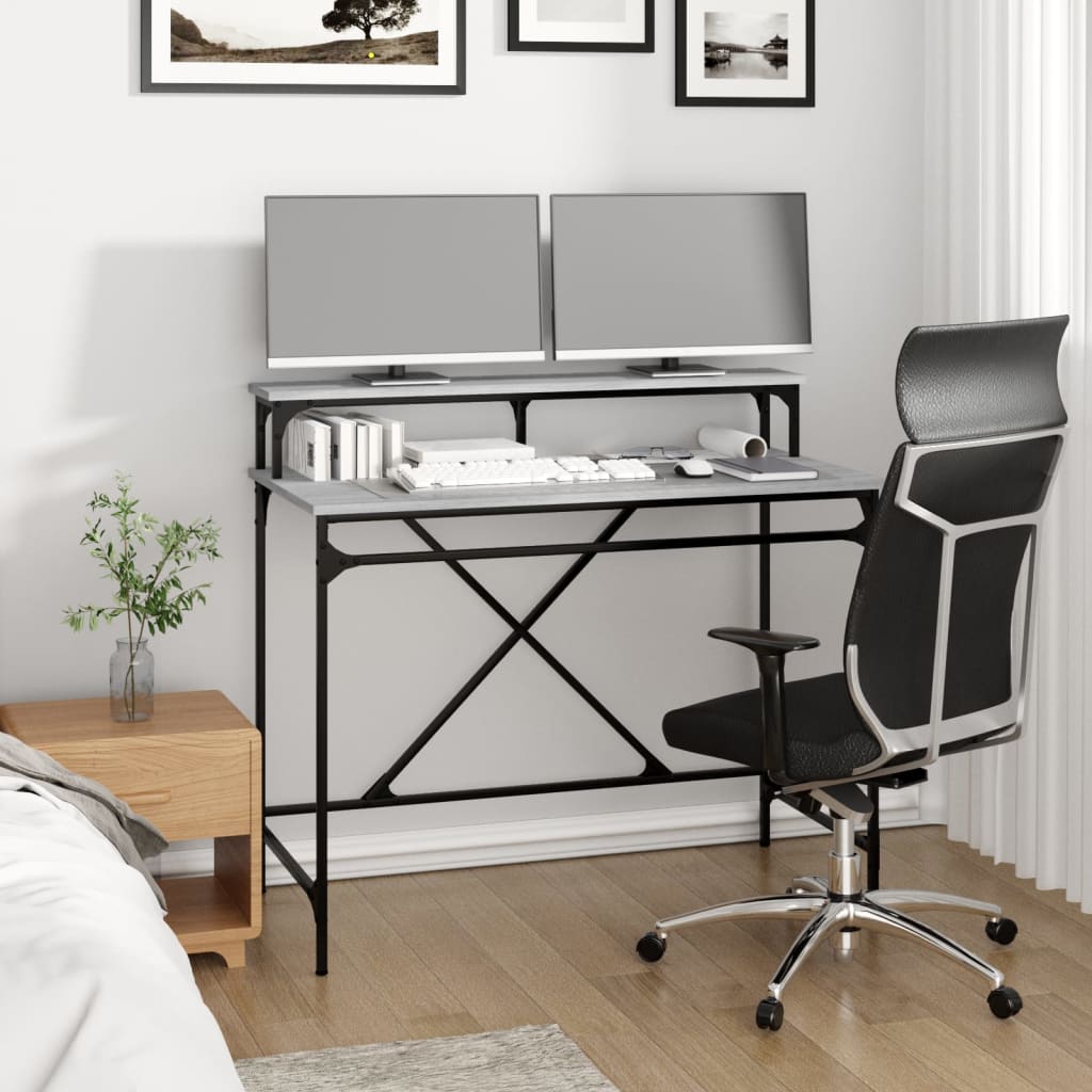 Bureau sonoma gris 100x50x90 cm bois d'ingénierie et fer - XIOS