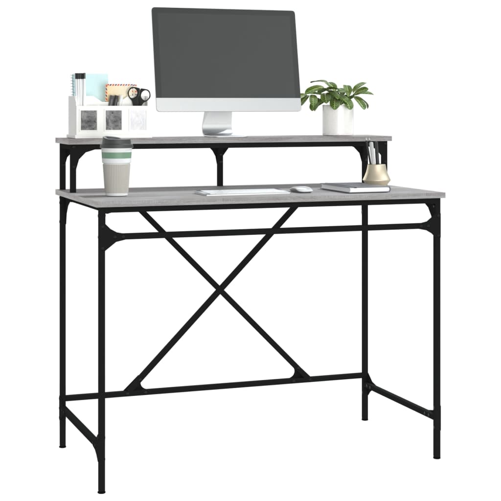 Bureau sonoma gris 100x50x90 cm bois d'ingénierie et fer - XIOS