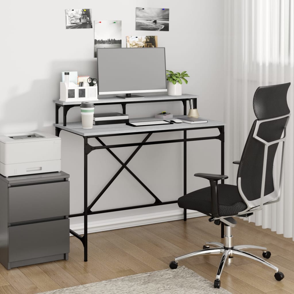 Bureau sonoma gris 100x50x90 cm bois d'ingénierie et fer - XIOS